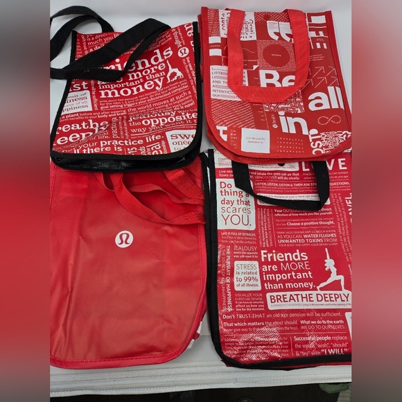 LULULEMON PREOWNED SHOPPING BAG BUNDLE OF 10 SMALL REUSABLE BAGS RED WHITE BLACK - Picture 6 of 12
